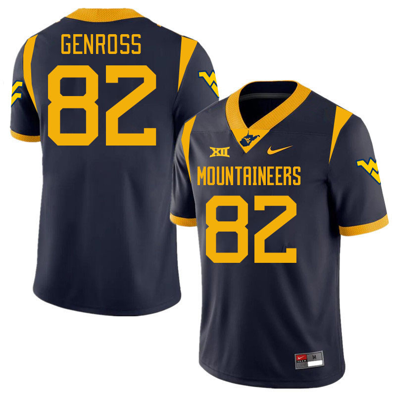 Men #82 Greg Genross West Virginia Mountaineers College 2024 New Uniforms Football Jerseys Stitched